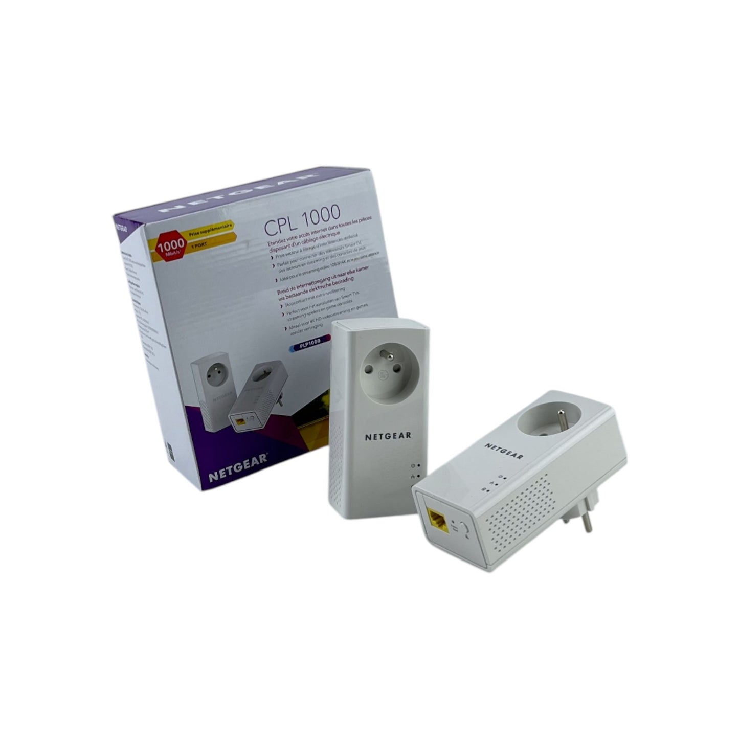 Netgear PLP1000 PowerLINE 2er Set LAN Adapter 1000 MBit/s französischer Stecker | Neu