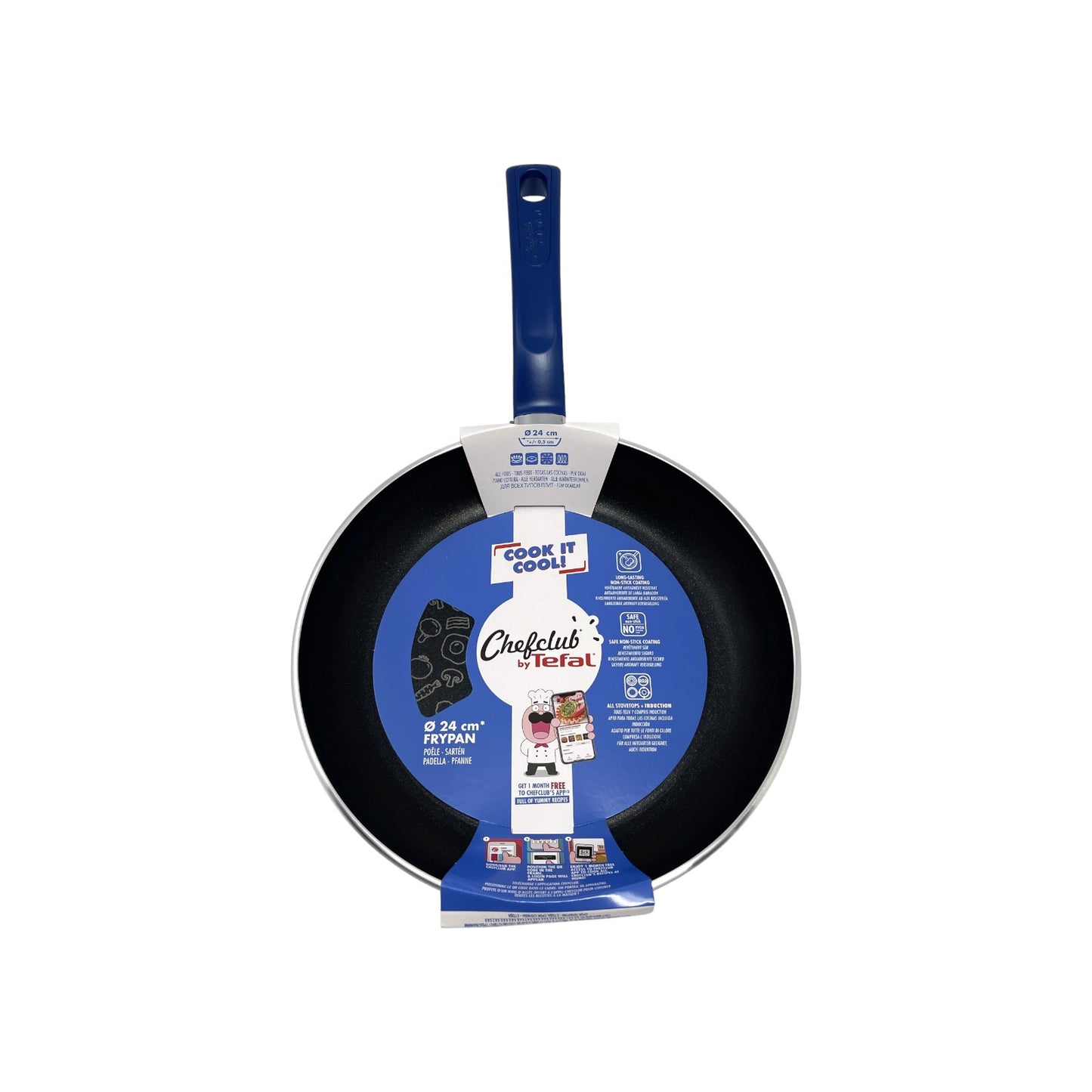 Tefal G80504 Chefclub Bratpfanne 24 cm Titanium Antihaft Pfanne Thermo Blau | Neu