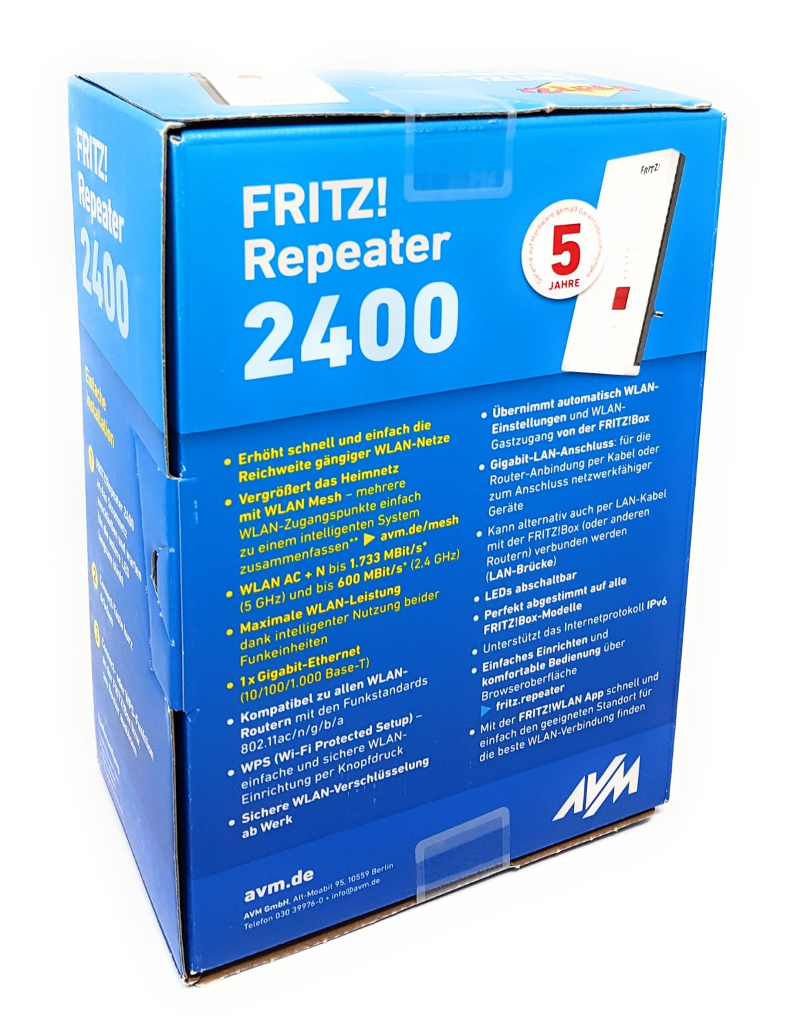 AVM FRITZ!WLAN Mesh Repeater Verstärker Extender 2400 WIFI AC+N 5GHz 2,4GHz | Retourware