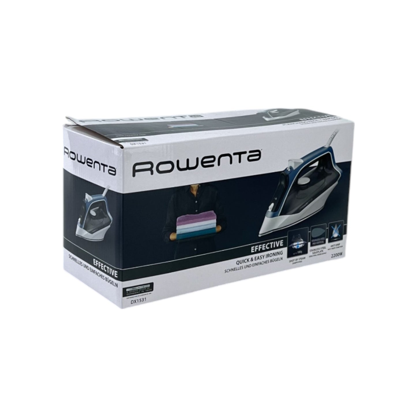 Rowenta DX1531 Dampfbügeleisen 2200W Anti-Kalk System Tropfstop 1.95m Kabel Blau | Retourware