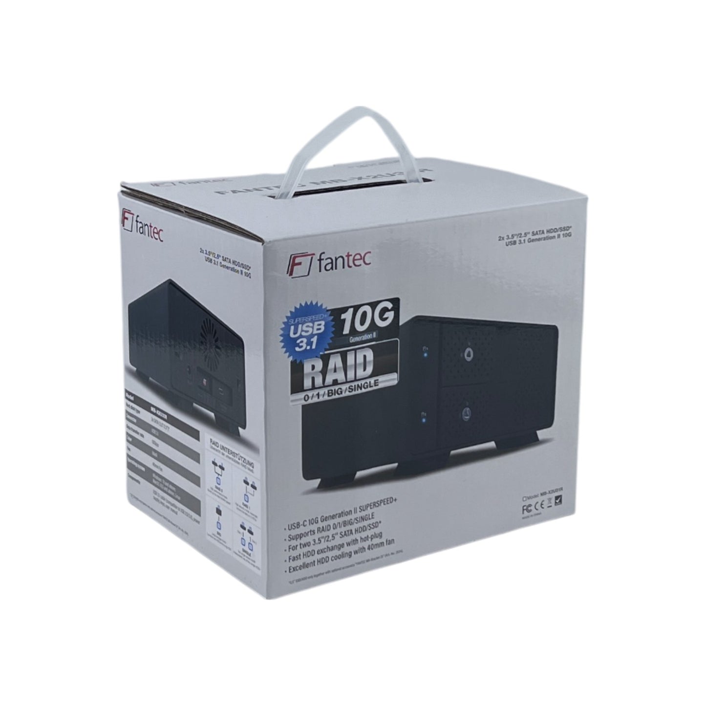 Fantec Festplatten Dockingstation 2x3.5/2.5 SATA USB3.2 Gen2 10G RAID 10Gbit/s | Neu