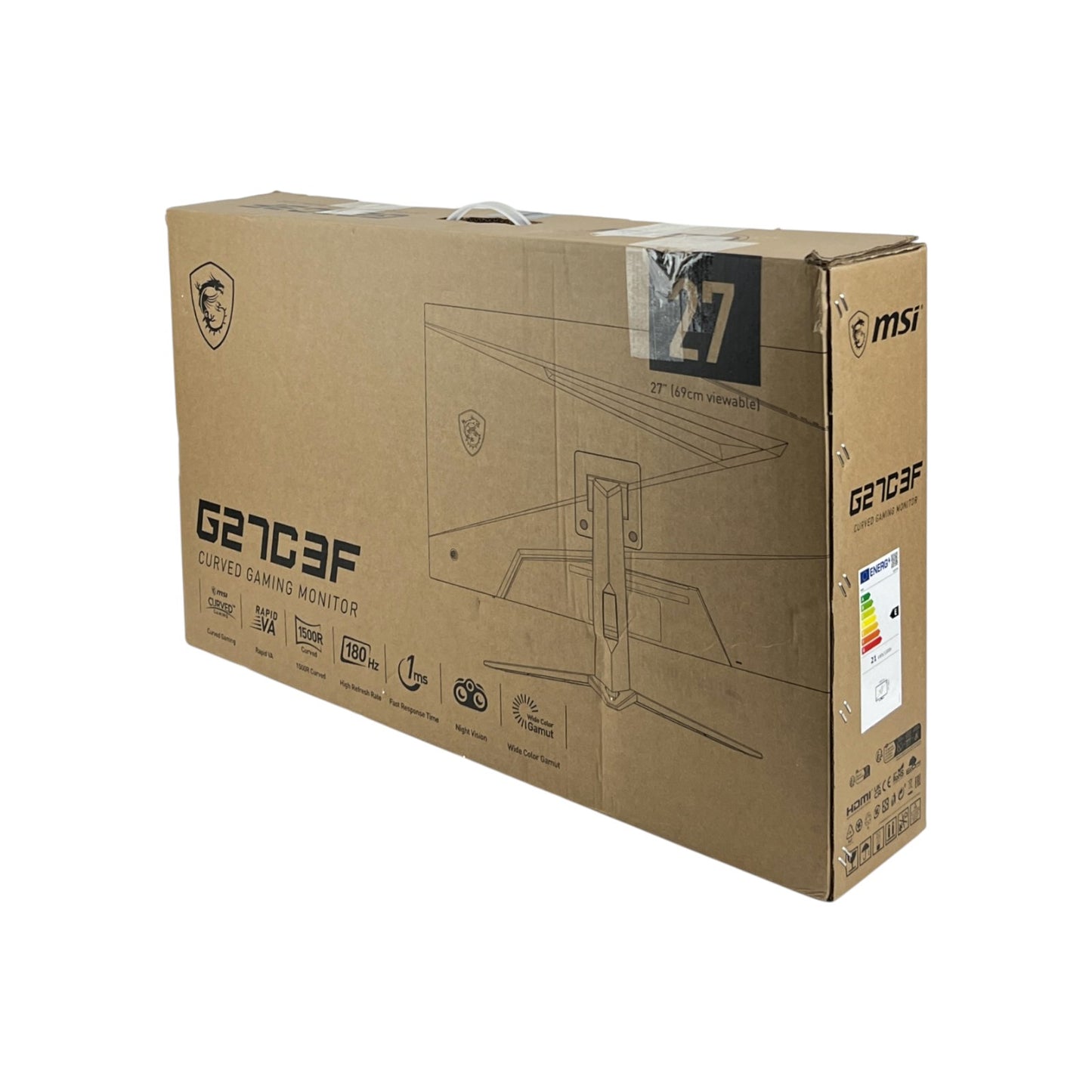MSI G27C3F Curved Gaming Monitor 27 Zoll (68.6 cm) 1920x1080 180Hz 1ms DP HDMI | Retourware