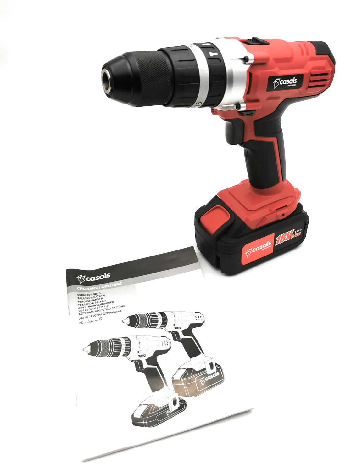 Casals CPLI18K2 Akku Schlagbohrmaschine Bohrmaschine Bohrer 2x3 Ah 18V rot | Neu
