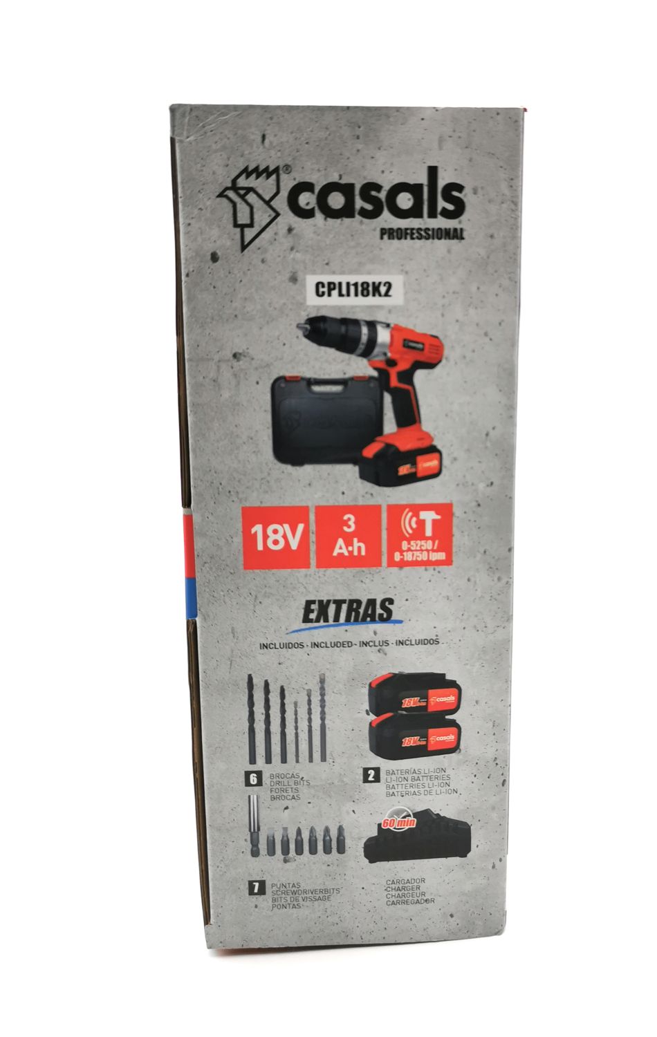 Casals CPLI18K2 Akku Schlagbohrmaschine Bohrmaschine Bohrer 2x3 Ah 18V rot | Neu