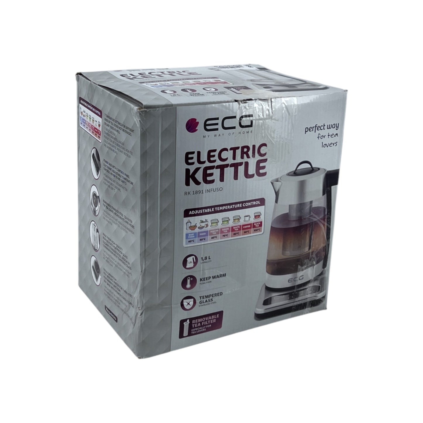 ECG RK 1891 INFUSO Teemaschine 1.8L Wasserkocher 40-100°C 2.200W Edelstahl | Retourware