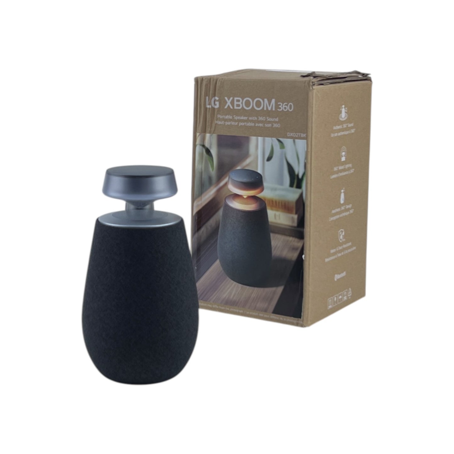 LG Xboom DXO2 360° Bluetooth Lautsprecher 20W Beleuchtet 20Std. USB-C Schwarz | Retourware