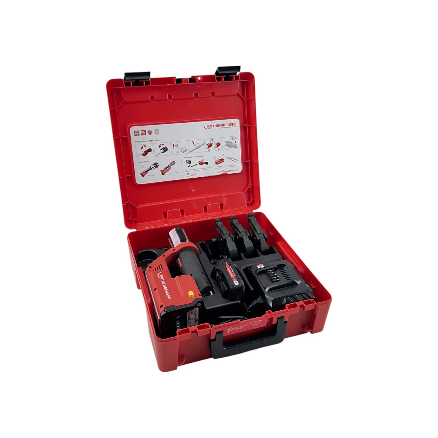 Rothenberger ROMAX Compact TT Pressbacken Set Ladegerät 2Ah Akku 15mm-22mm-28mm | Retourware