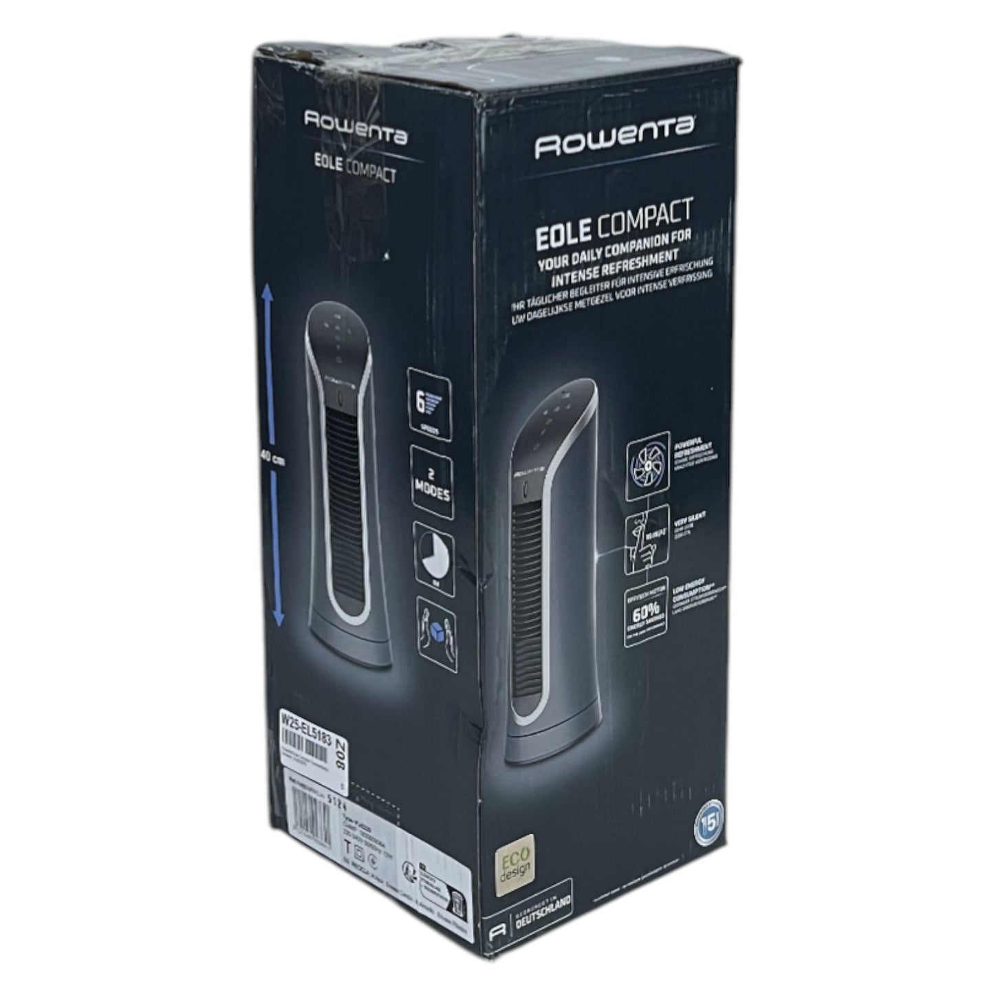 Rowenta Eole Compact VU6220F0 Turmventilator 6 Stufen Nachtmodus Schwarz | Retourware