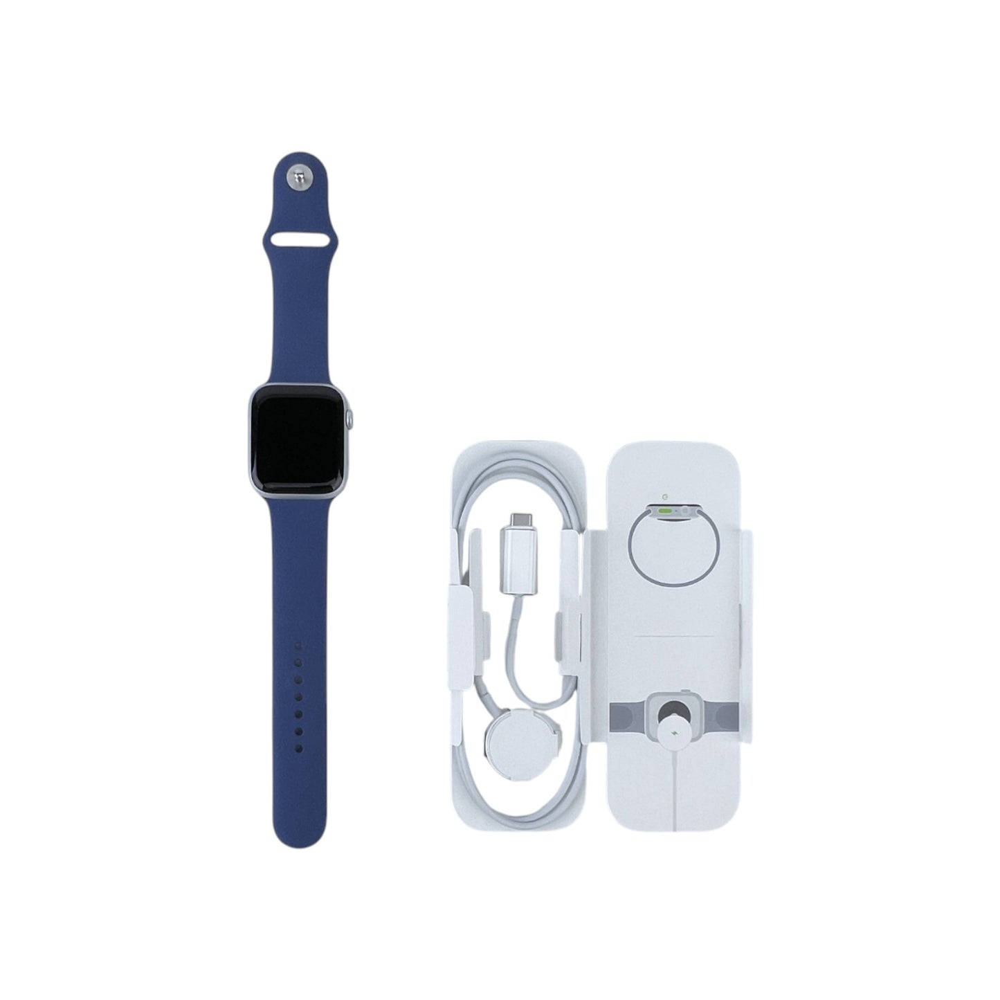 Apple Watch SE 2 GPS Aluminium Silber 44 mm Sportarmband Denim M/L | Retourware