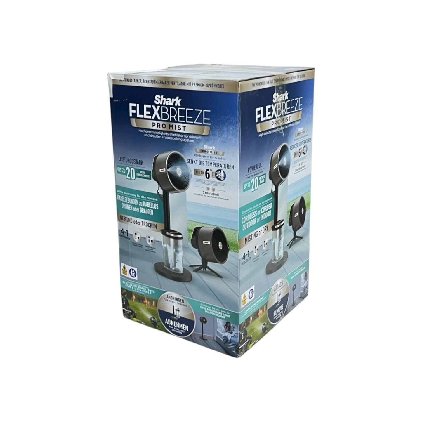 Shark FlexBreeze Pro Mist Akku Stand Tisch Ventilator Sprühsystem Anthrazit | Retourware