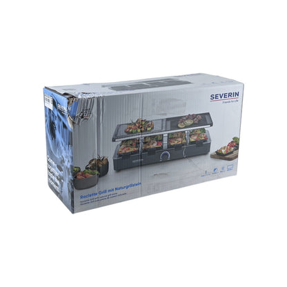 Severin Raclettegrill 8 Pfännchen Wende- Naturgrillsteinplatte 1300W Schwarz | Retourware