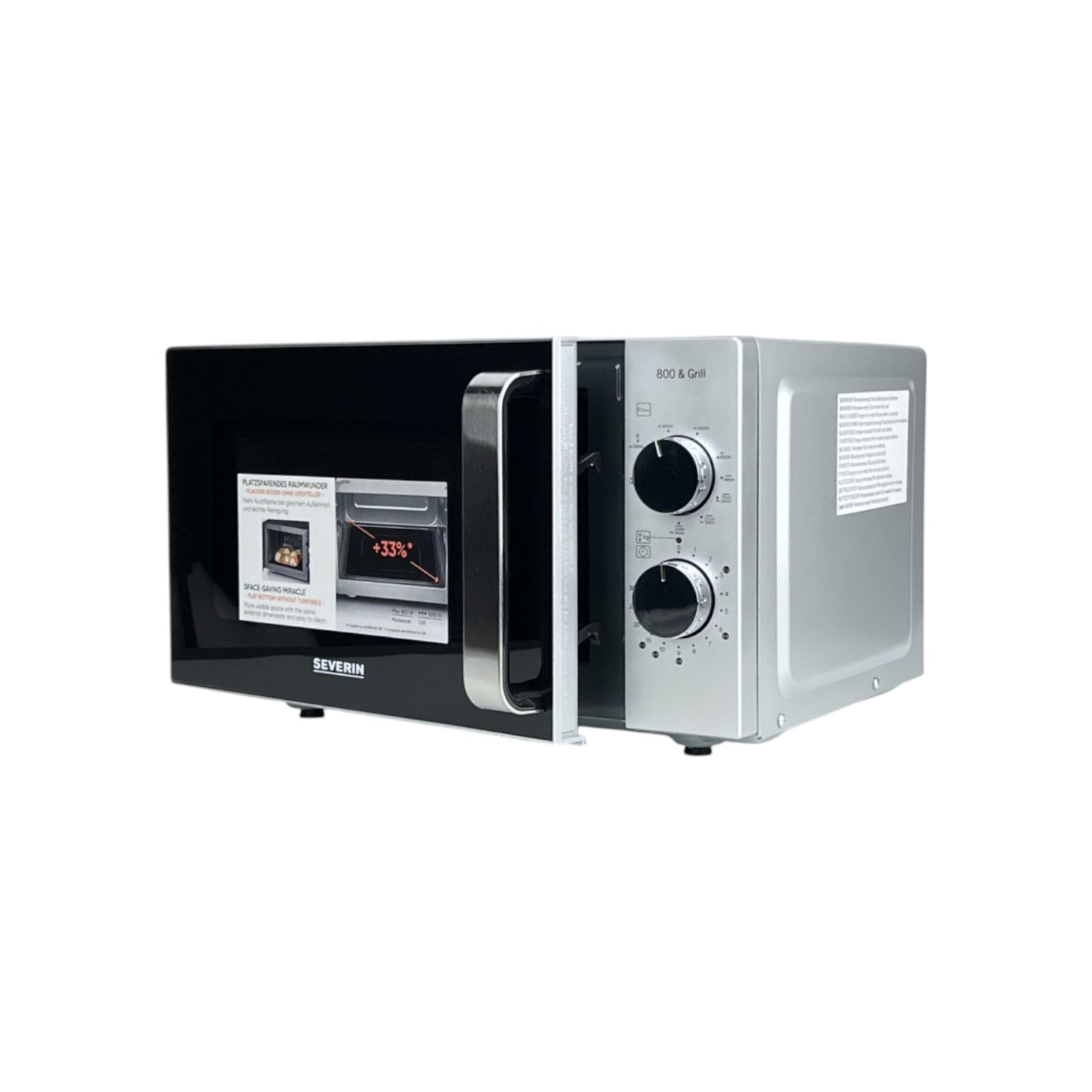 Severin MW7576 Stand Mikrowelle 800W 9 Leistungsstufen 20 Liter Links Anschlag | Retourware