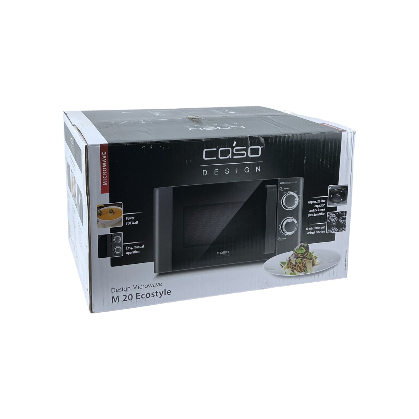 Caso M20 Ecostyle Mikrowelle 700 Watt 20 Liter Garraum Drehteller Schwarz | Retourware