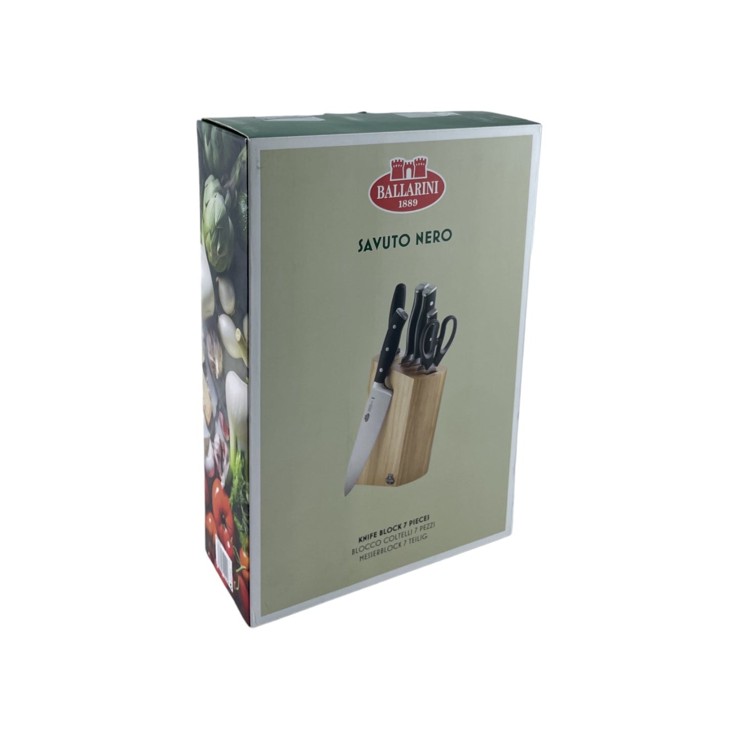 BALLARINI Savuto Nero Messerblock, 7-tlg., Holzblock, Messer,Schere rostfreiem Spezialstahl | Retourware