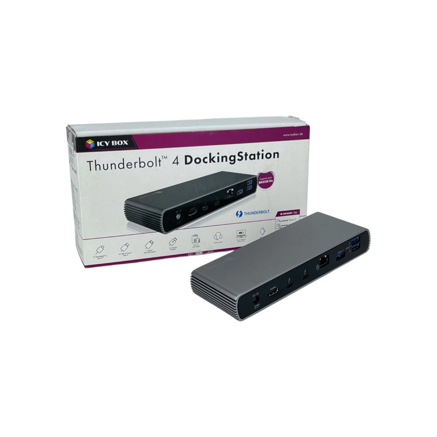 ICY BOX Thunderbolt 4 Docking Station 10in1 2 Monitore ThunderBolts Ports USB-C | Retourware