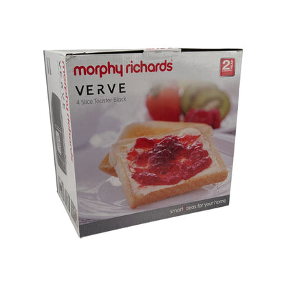 Morphy Richards 243010 Toaster 4 Scheiben Schwarz Chrom Auftau- Aufheizfunktion | Neu