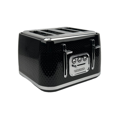 Morphy Richards 243010 Toaster 4 Scheiben Schwarz Chrom Auftau- Aufheizfunktion | Neu