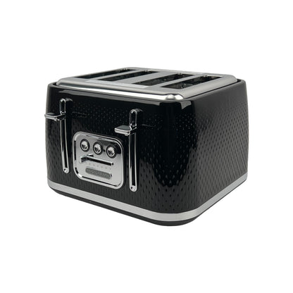 Morphy Richards 243010 Toaster 4 Scheiben Schwarz Chrom Auftau- Aufheizfunktion | Neu