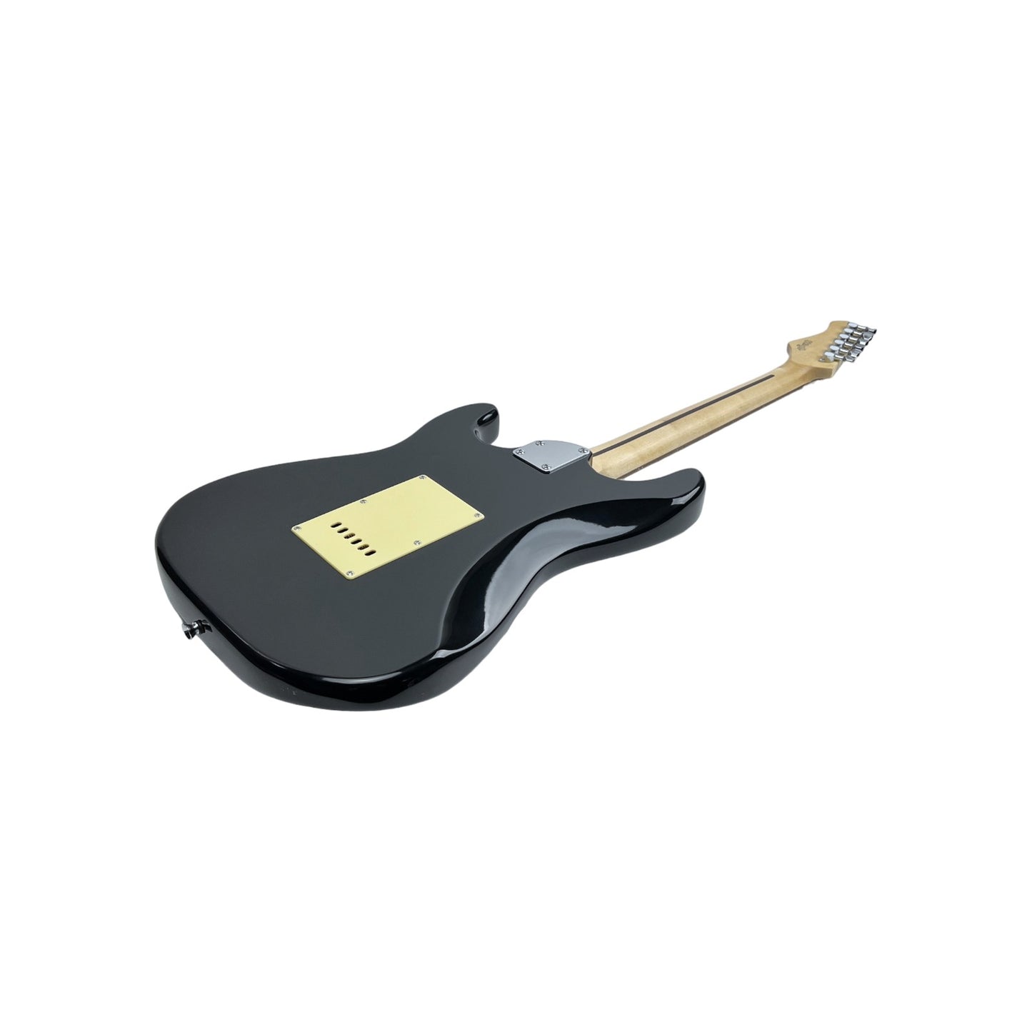 STAGG E Gitarre Standard S Paulownia massiv Schwarz brilliant Linkshänder | Retourware