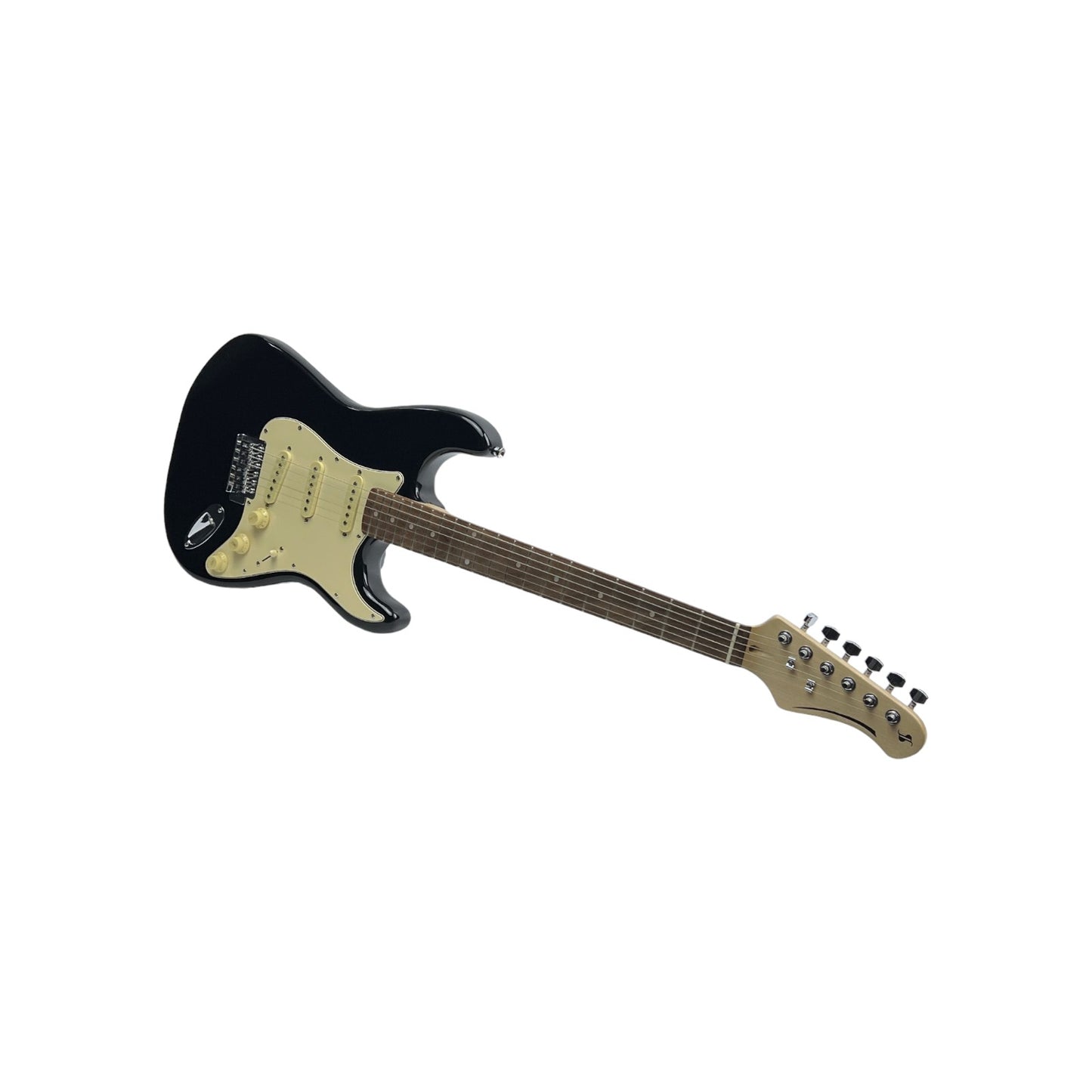 STAGG E Gitarre Standard S Paulownia massiv Schwarz brilliant Linkshänder | Retourware