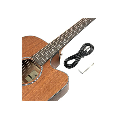 STAGG E-Gitarre Gitarre Dreadnought Cutaway Offenporig Natur | Retourware