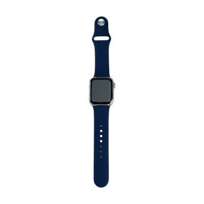 Apple Watch 9 Cellular Edelstahl Silber 41 mm Sportarmband Sturmblau