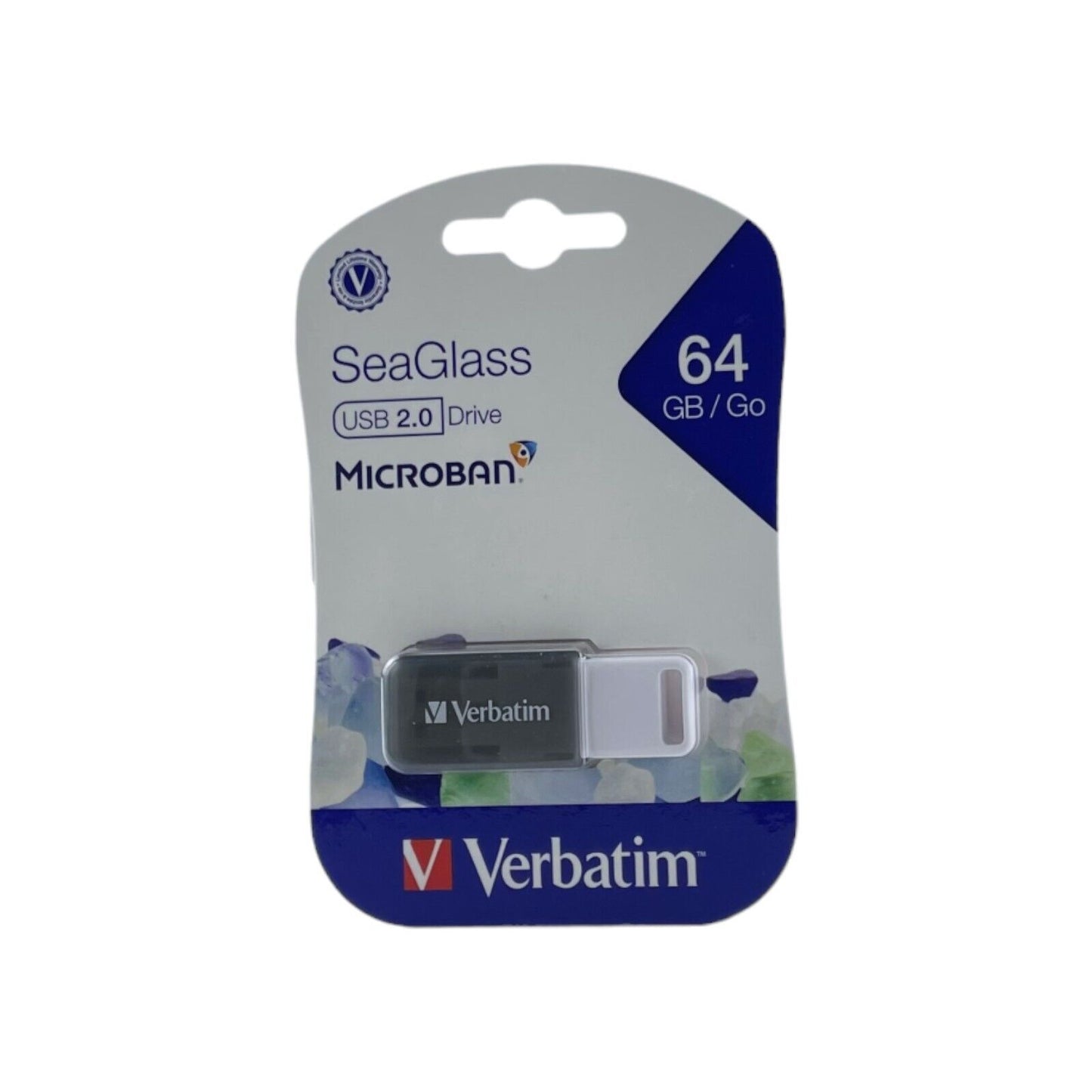 Verbatim SeaGlass Microban USB Stick 64GB USB 2.0 Flash Drive Gray