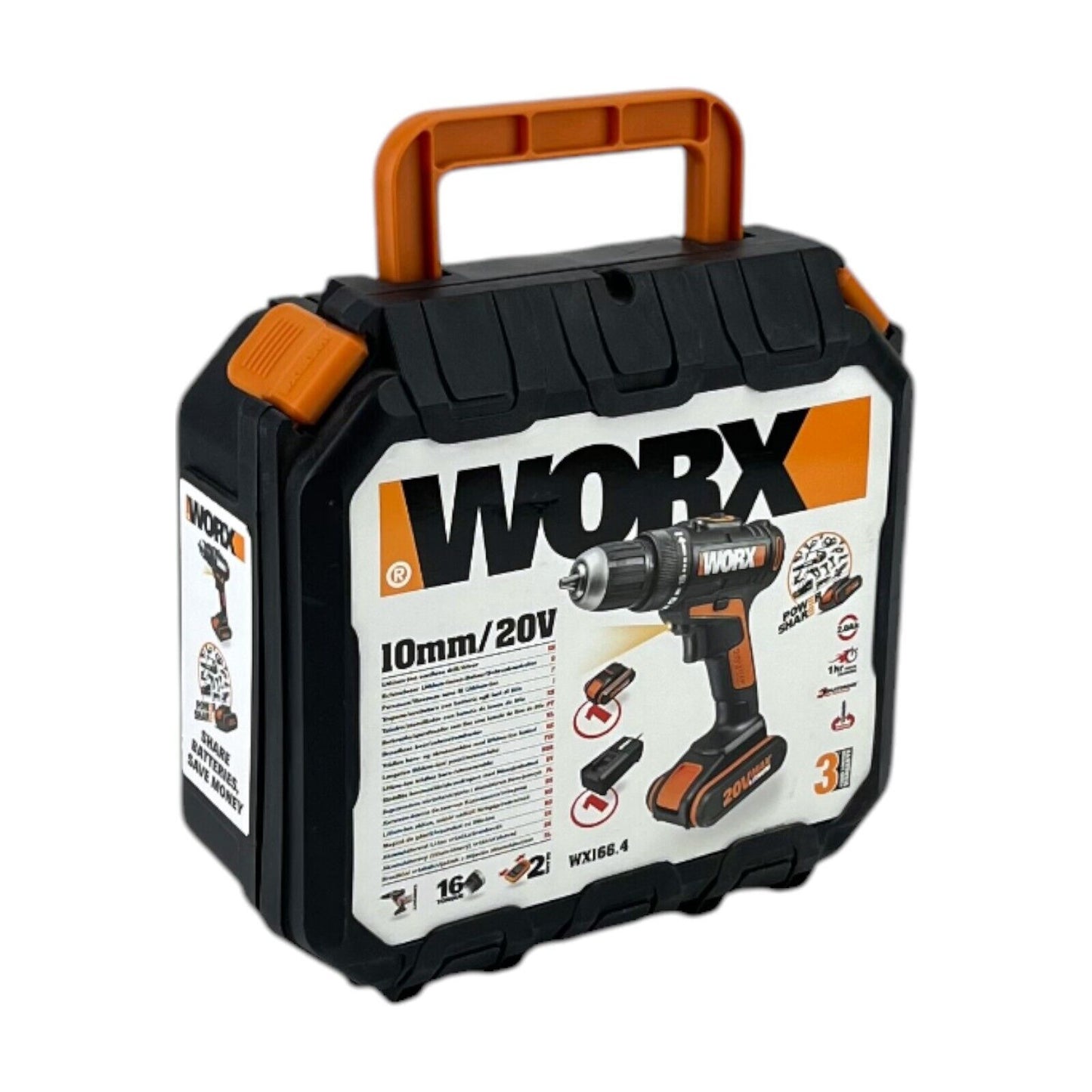 Worx WX166.4 Akku Bohrmaschine Schrauber 2.0Ah 20V 40Nm 16 Drehmomentstufen