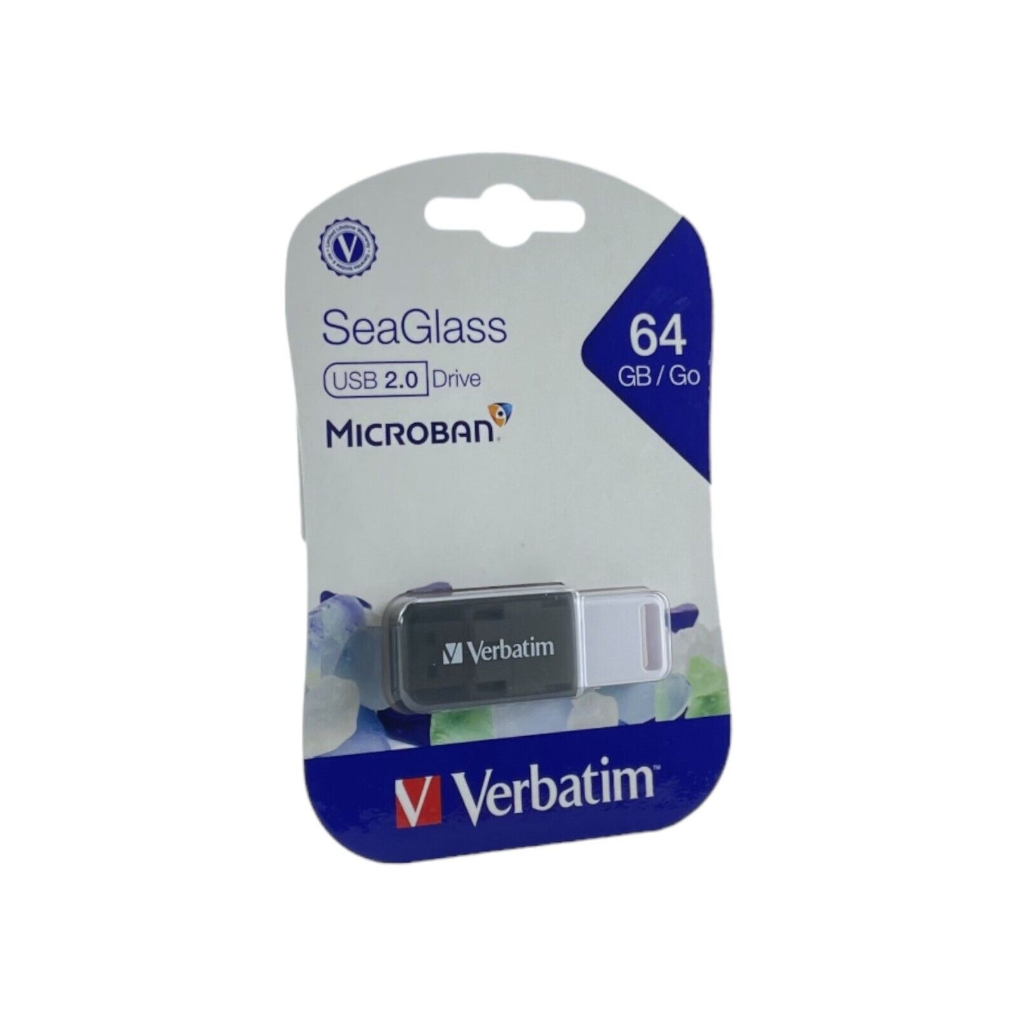 Verbatim SeaGlass Microban USB Stick 64GB USB 2.0 Flash Drive Gray