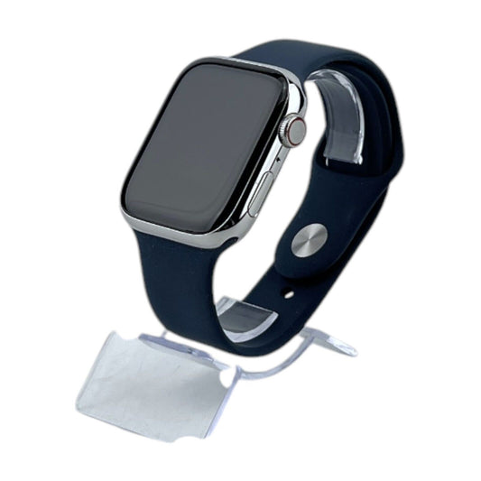 Apple Watch 9 Cellular Edelstahl Silber 45 mm Sportarmband Sturmblau