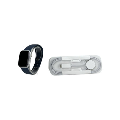 Apple Watch 9 GPS Aluminium Silber 41 mm Sportarmband Sturmblau