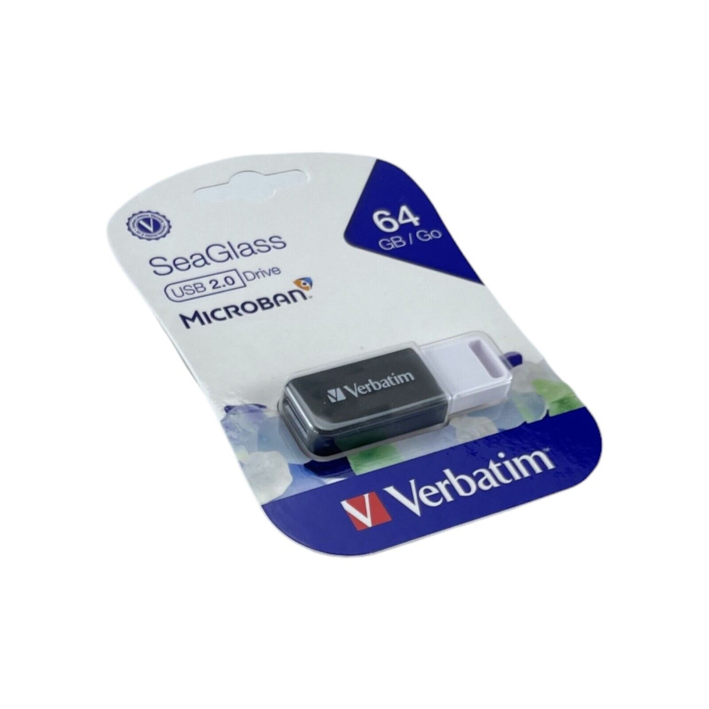 Verbatim SeaGlass Microban USB Stick 64GB USB 2.0 Flash Drive Gray