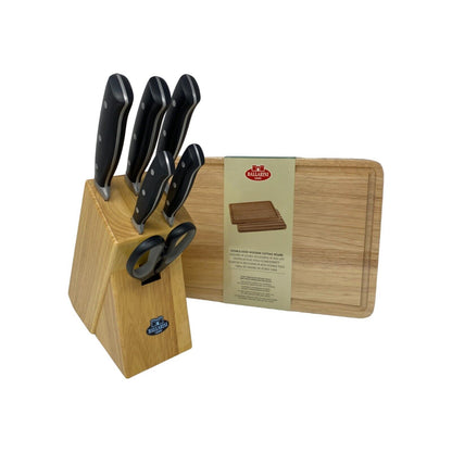 BALLARINI knife block set 6 knives 1 scissors 1 cutting board 1 knife block bamboo