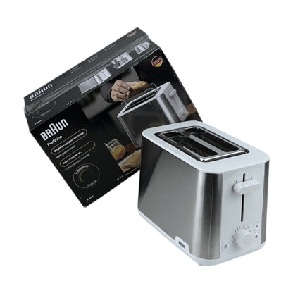 Braun HT1510 WH PurShine Toaster 8 Röstgrade Krümelschale 900Watt Edelstahl Weiß