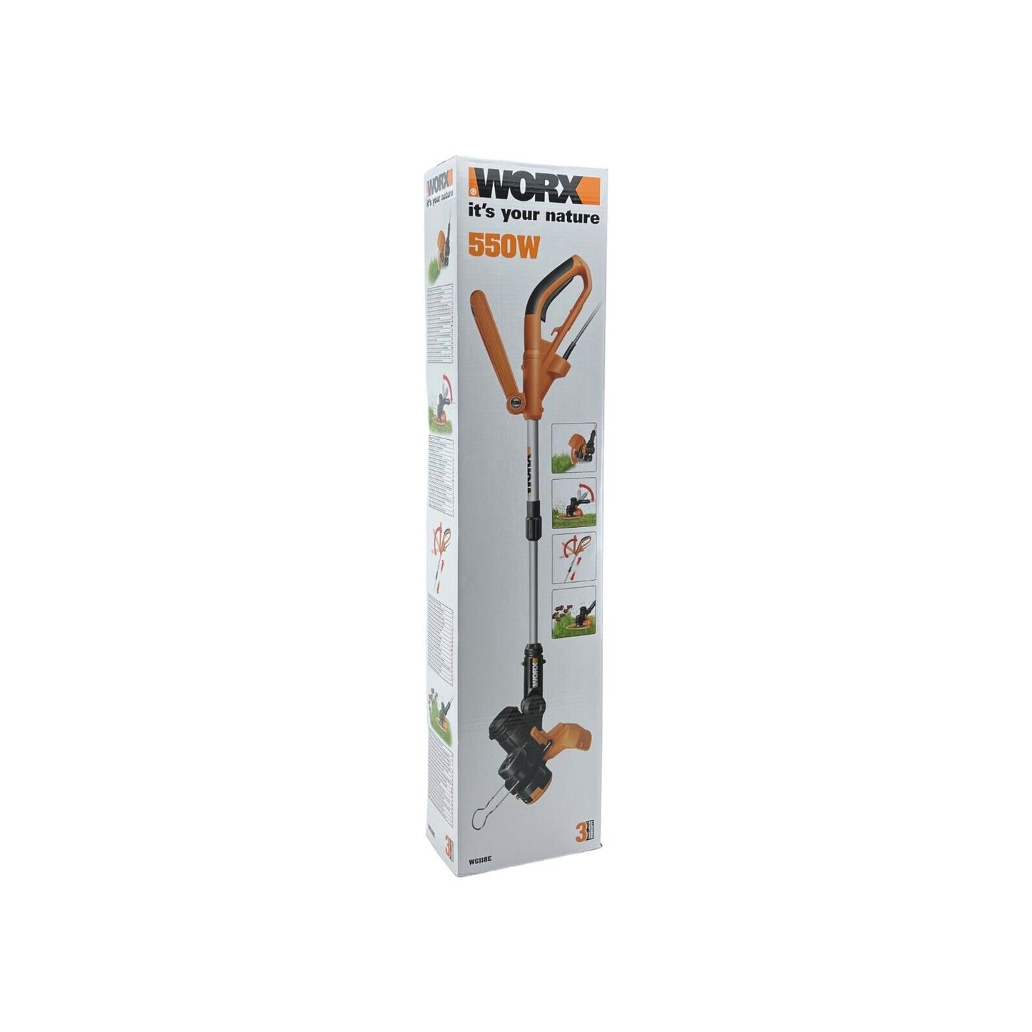 WORX WG118E Rasentrimmer Kantenschneider 550W 30cm Schnittbreite Orange