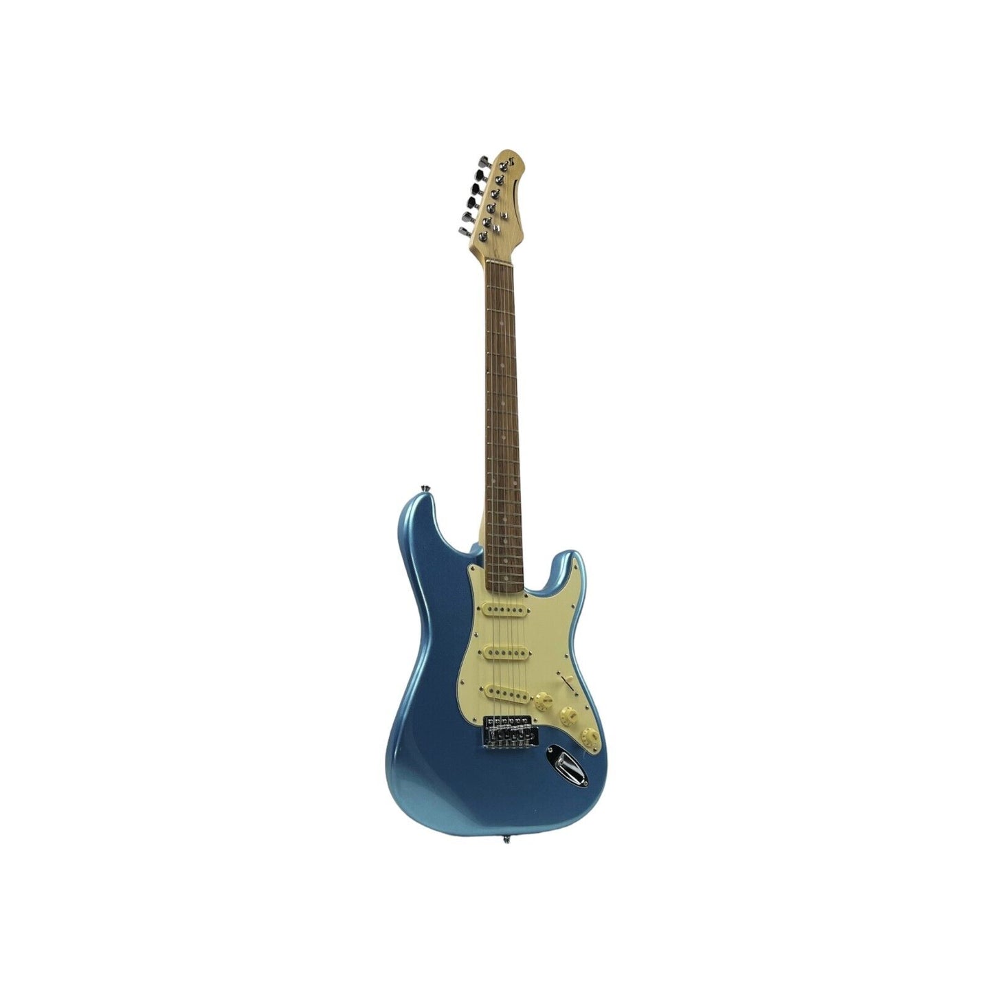 STAGG E-Gitarre Gitarre Standard S Paulownia massiv Ice Blue Metallic