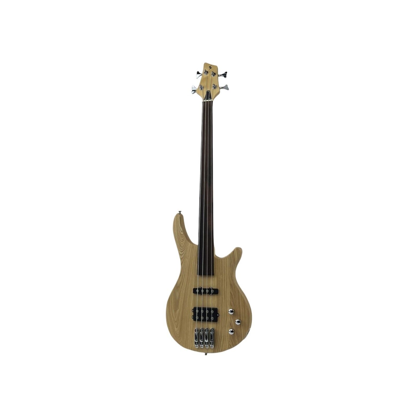 STAGG E-Bassgitarre Gitarre Fretless Stagg „Fusion massiv Esche