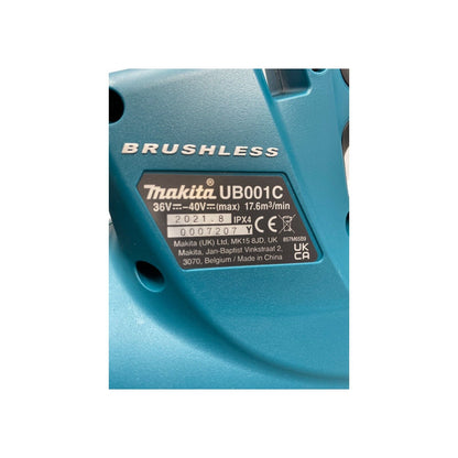 Makita Ub001Cz Akku-Gebläse 36 Volt Pdc-Connector Leichtes Gewicht Blau Garten &