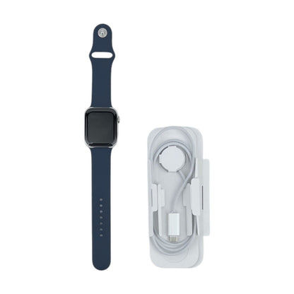 Apple Watch 9 Cellular Edelstahl Silber 45 mm Sportarmband Sturmblau