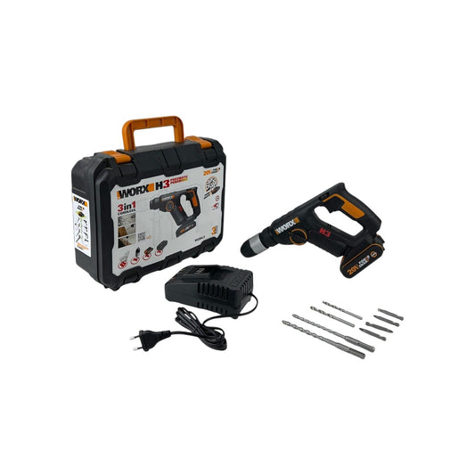 WORX H3 WX394.3 Akku Bohrhammer SDS+ 20V Max Li-Ion 36Wh Pneumatic Schwarz