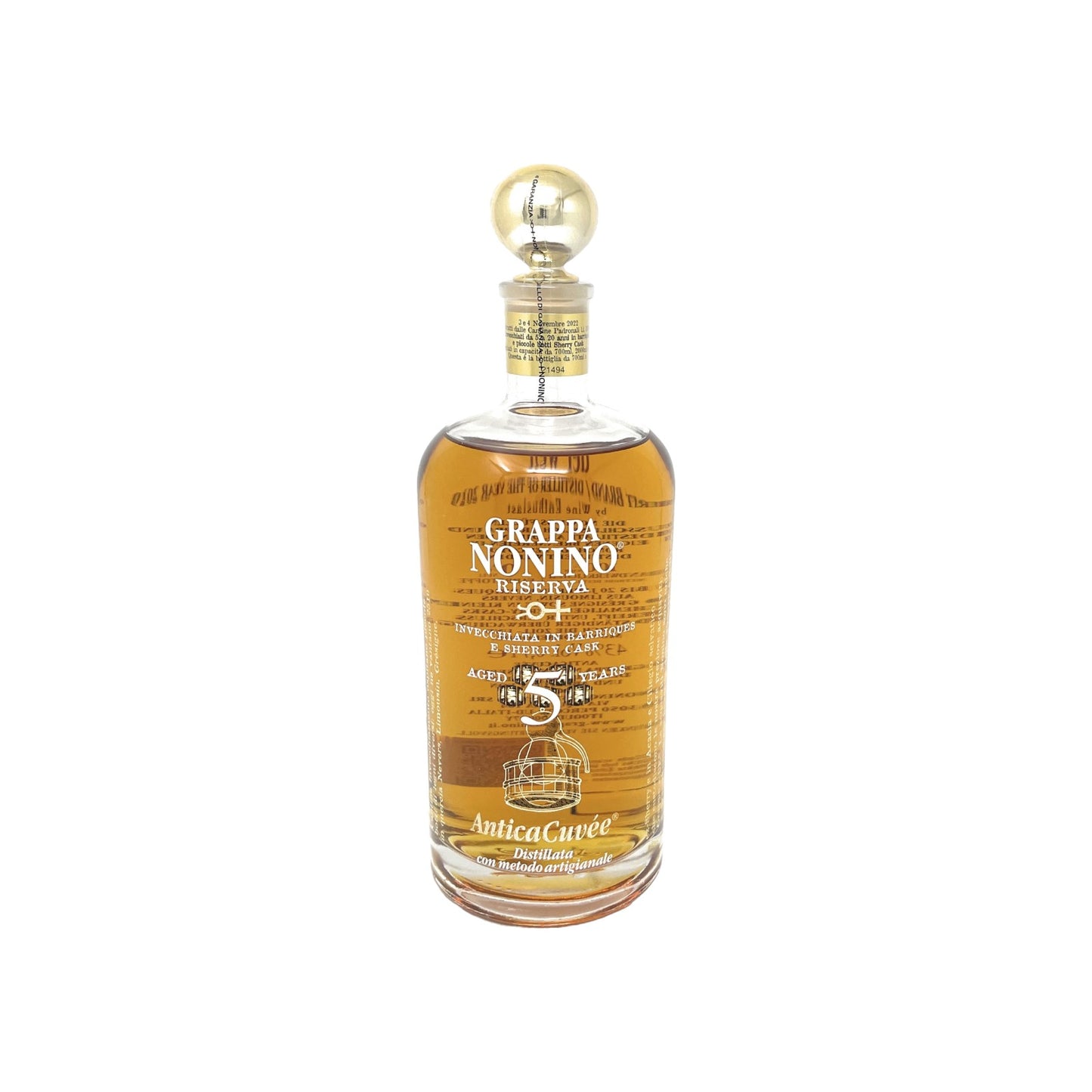 Nonino Riserva Antica Cuvée  5 Jahre Grappa 1x 0,7 l Flasche 43% vol. Alkohol | Retourware