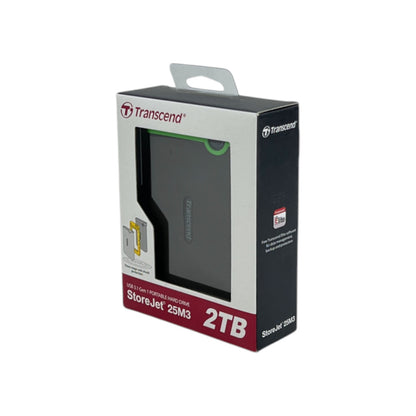 Transcend 2TB Externe 2.5 Festplatte tragbar 5Gbit/s USB 3.1 Gen1 eisengrau | Neu
