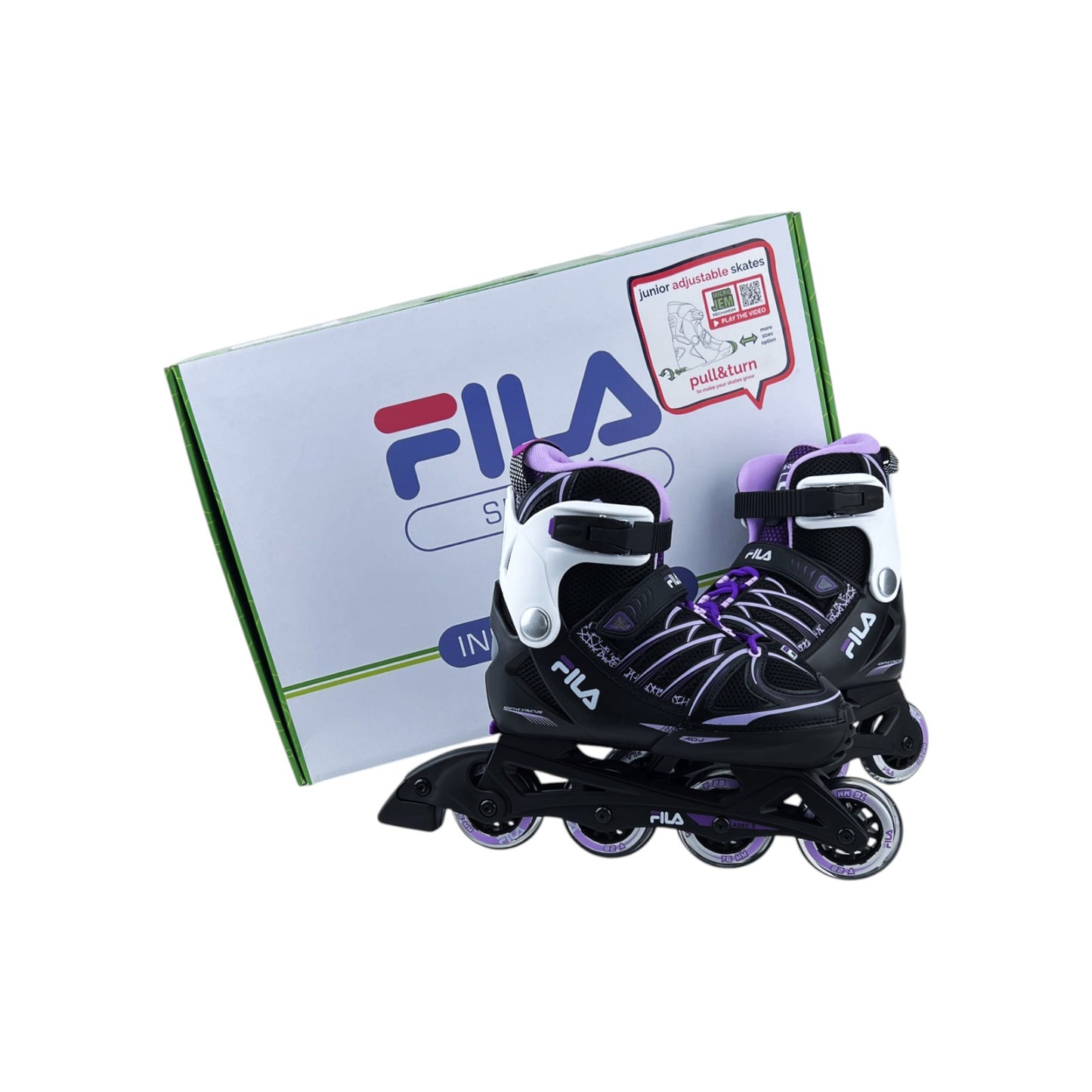 Fila Skates X-One Kinder Mädchen Inliner Inlineskates Schwarz/Lila 38-41EU | Neu