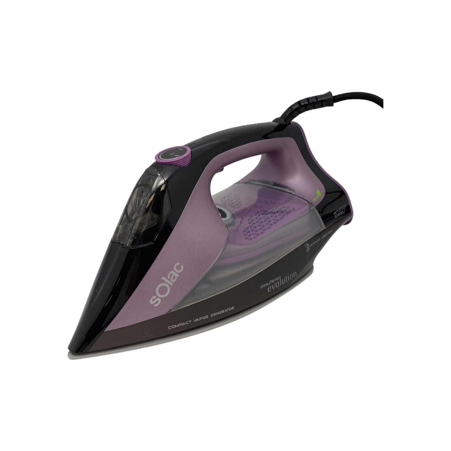 Solac Bügeleisen Dampbügeleisen 2400 Watt 3 Programmstufen Schwarz Lila | Retourware