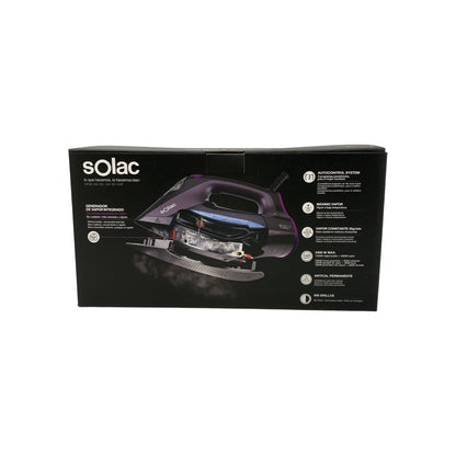 Solac Bügeleisen Dampbügeleisen 2400 Watt 3 Programmstufen Schwarz Lila | Neu