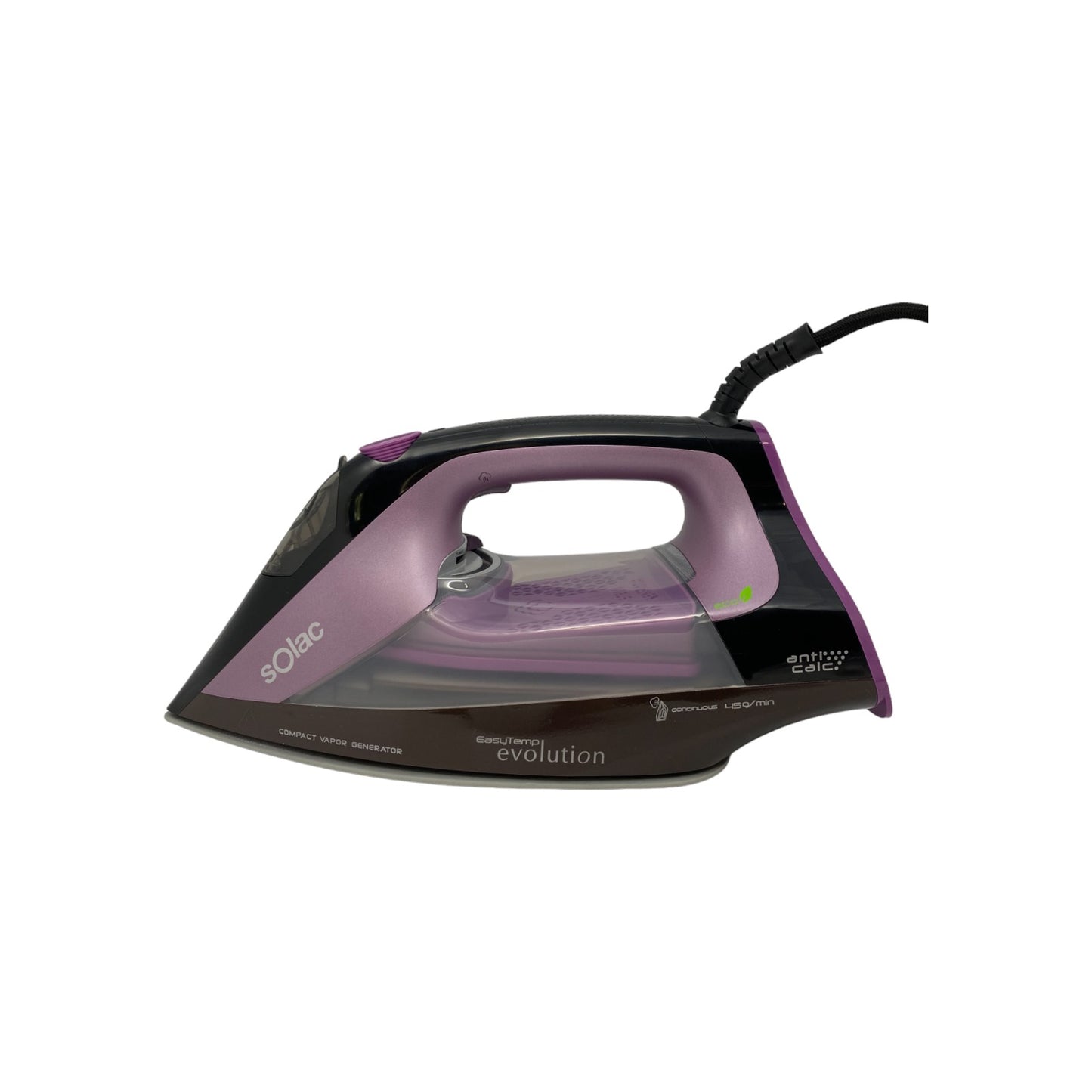 Solac Bügeleisen Dampbügeleisen 2400 Watt 3 Programmstufen Schwarz Lila | Neu