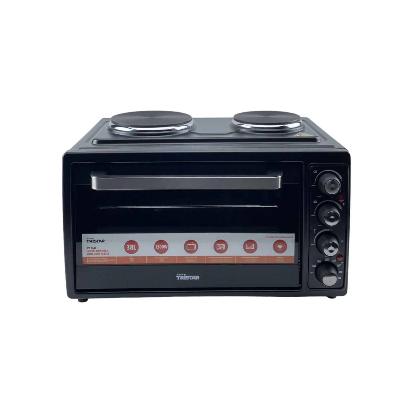 Tristar OV elektrischer Kochplatten Minibackofen 3100W 38L Umluft Timer Schwarz | Retourware