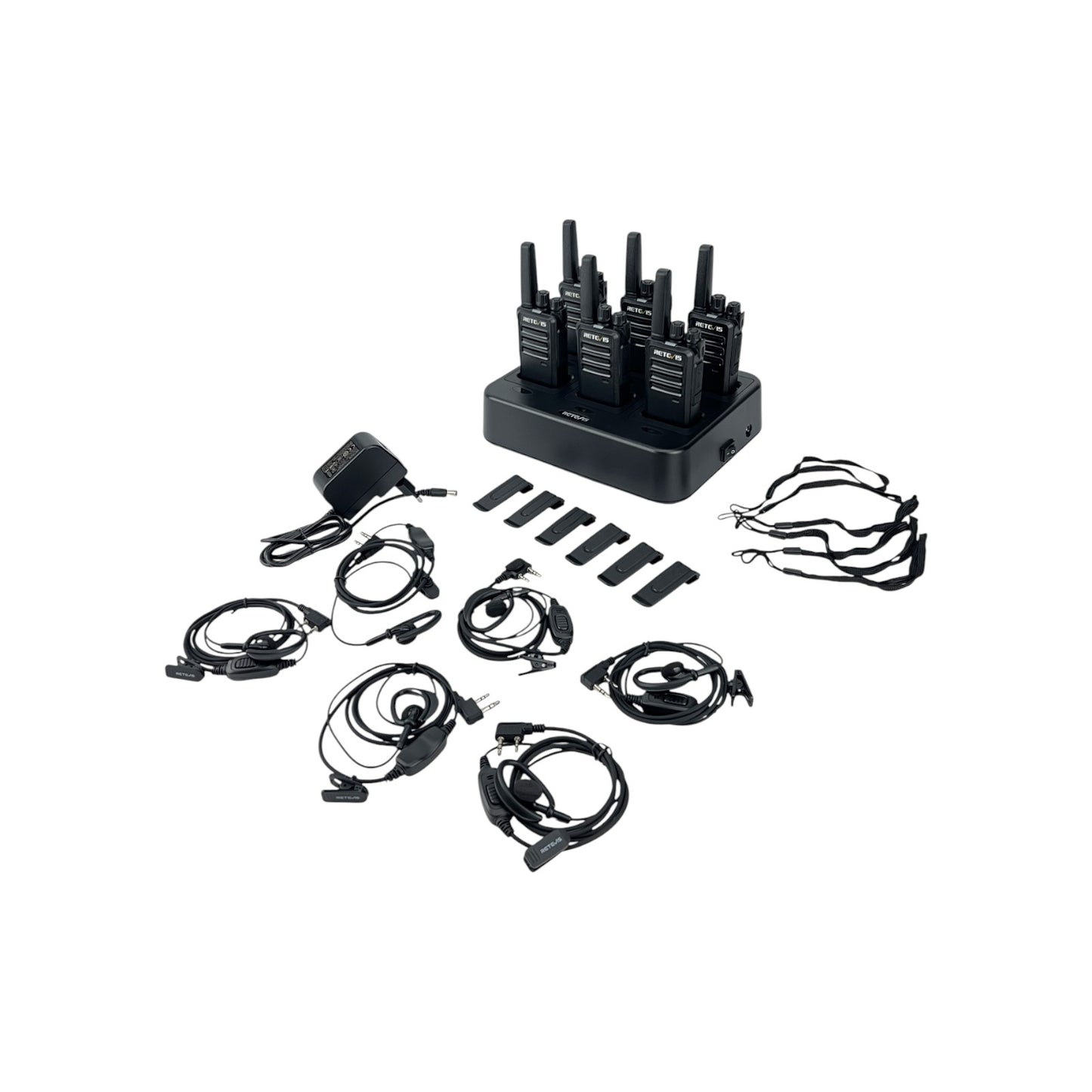 Retevis RT668 Funkgeräte Set Walkie Talkie Headset 6 Wege Ladegerät PMR446 | Neu