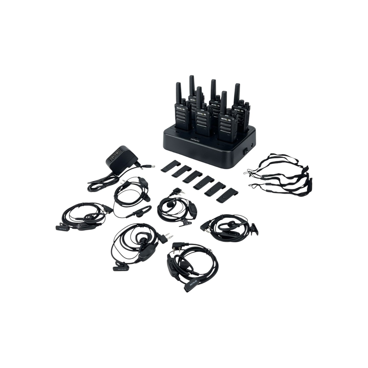 Retevis RT668 Funkgeräte Set Walkie Talkie Headset 6 Wege Ladegerät PMR446 | Neu