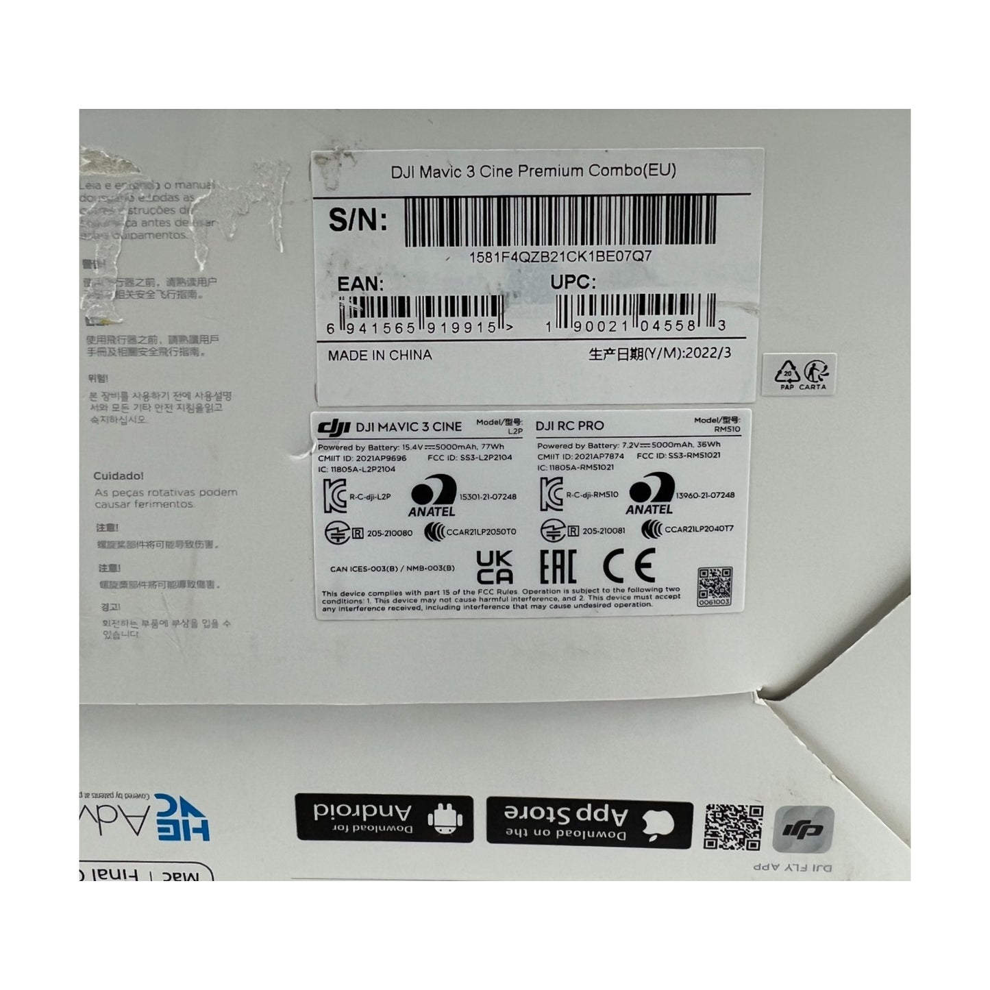 DJI Mavic 3 Cine Premium Combo RTF Drohnen Set faltbar Foto Video Profi Drohne | Retourware